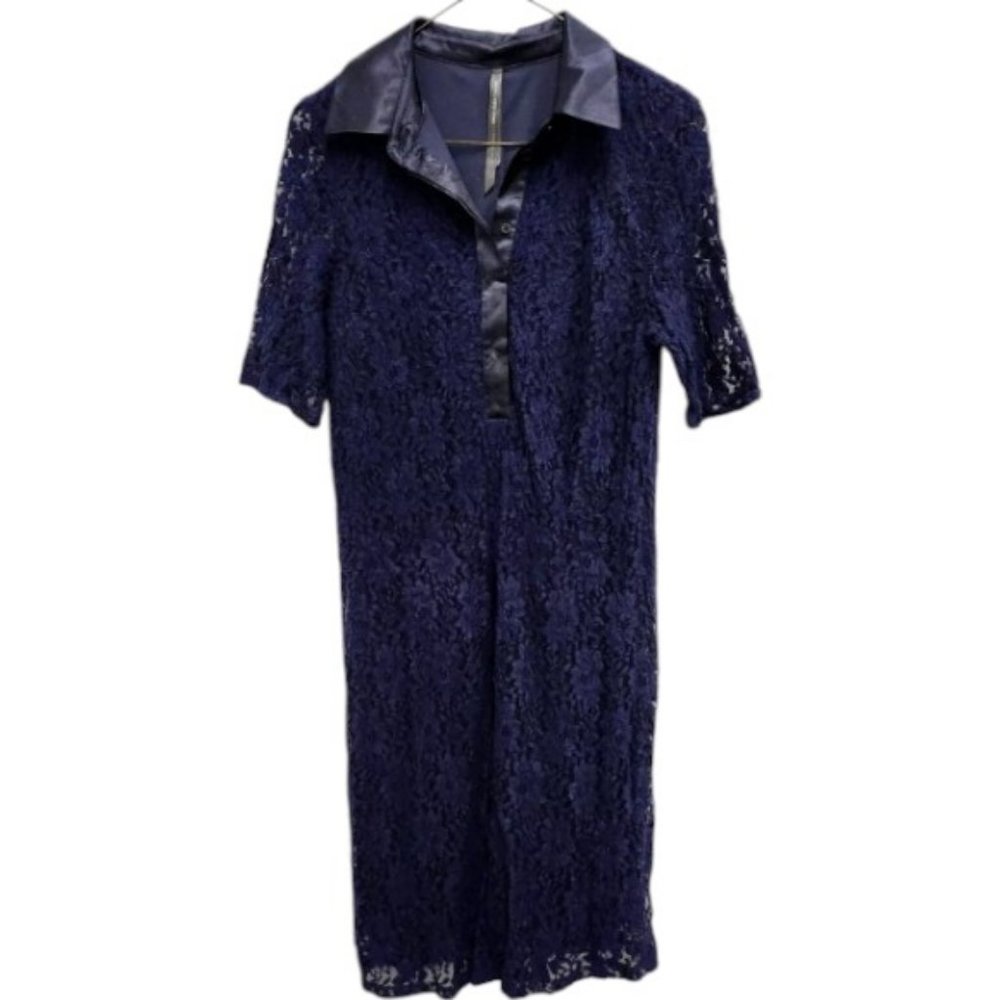 Marc New York by Andrew Marc women's blue lace with collar dress size 12